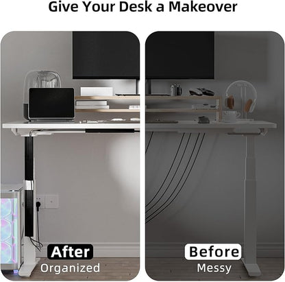 YECAYE 6X15.7in Under Desk Cable Management,Cable Management Under Desk,Easy Install Self-Adhesive Cable Organizer, Cable Management, Cable Management Kit for Home & Office,Child & Pet Proof,Black