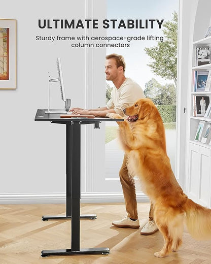 ErGear Height Adjustable Electric Standing Desk, 63 x 28 Inches Sit Stand up Desk, Large Memory Computer Home Office Desk with Two-Piece Desktop (Black)