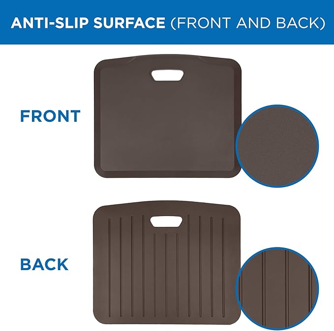 Mount-It! Standing Desk Floor Mat | Brown Standing Comfort Mat for Standing Desk, Home, Office, Kitchen, Garage | Anti-Slip Washable Surface| 18"x22" | Rubberized Gel Foam