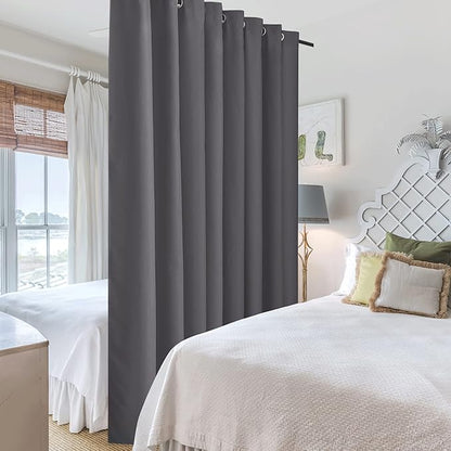 RYB HOME Extra Wide Curtains for Divider Room Separation Soundproof Temporary Door Curtains for Bedroom Closet Office Home Theatre Garage Living Room Privacy Drop Cloth, W 180 x L 90 inches, Grey