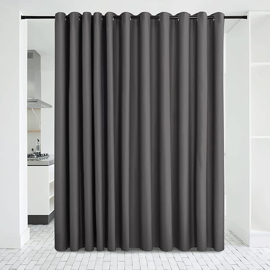 NICETOWN Room Dividers Curtains Screens Partitions, Premium Heavyweight Laundry Room Divider for Office, Vintage and Sliding Room, Including 16 Silver Ring Top (1 Panel, 20ft Wide x 7ft Long, Gray)