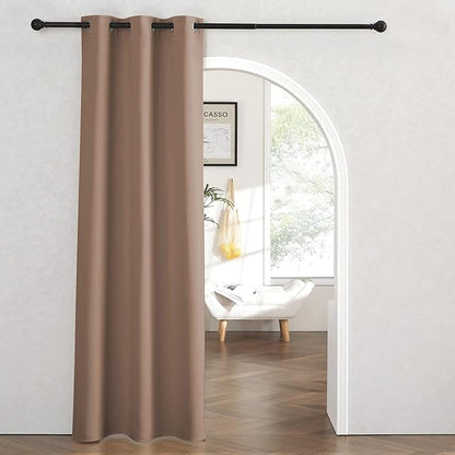 RYB Home Blackout Curtains Thermal Insulating Privacy Temporary Door Curtains for Bedroom Closet Doorway Accordion Door Interior Living Room Kids Nursery Dining, Wide 60 x Long 90 inch, Cappuccino