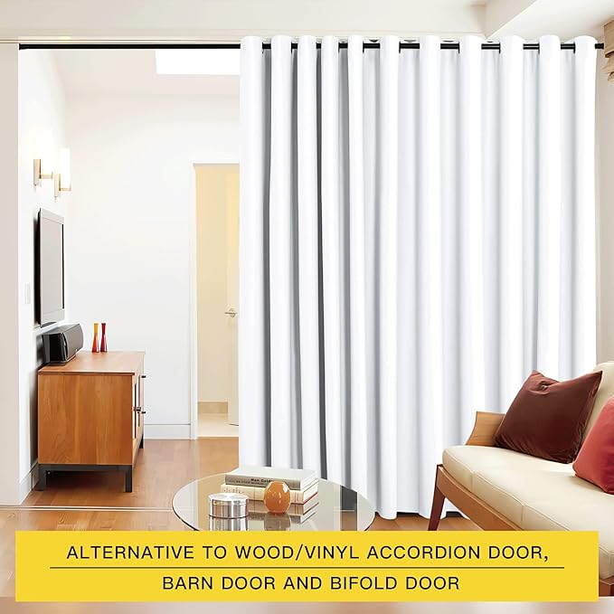 NICETOWN Closet Door Heavy Curtain, Room Dividers Shade Screens Partitions, Extra Large Grommet Space Partition Curtain, Screen Dividers for Rooms (1 Pack, 20ft Wide x 9ft Long, White)