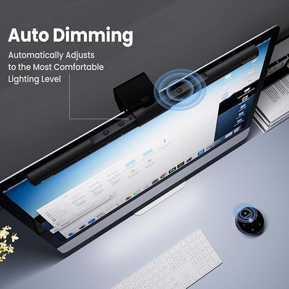 Quntis Computer Monitor Lamp, Screen Monitor Light Bar for Eye Caring, USB Reading LED Task Lamp with Auto-Dimming, Dimmable Lamp Bar, Touch Control, No Glare Space Saving Home Office Desk Lamps