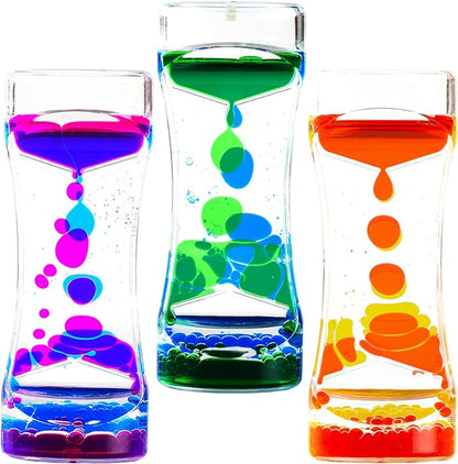 LYPGONE Liquid Motion Bubbler Timer Pack of 3 Hourglass Liquid Bubbler Sensory Toys ADHD Fidget Toy Anxiety Autism Toys Calm Relaxing Desk Toys