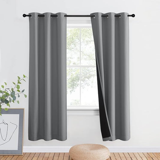 NICETOWN Silver Grey Full Shade Curtain Panel, Energy Smart & Noise Blocking Out Blackout Drape for Dining Room Window, Thermal Insulated Guest Room Lined Window Dressing(1 PC, 42 x 72 inch)