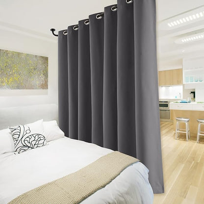 NICETOWN Total Shade Patio Door Curtain, Heavy-Duty Full Light Shading Sliding Door Drape Room Divider Curtain, Vertical Blinds for Window（1 Panels, 100 inches Wide x 84 inches Long, Gray