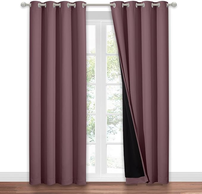 NICETOWN Total Shade Patio Door Curtain for Living Room, Heavy-Duty Full Light Shading Sliding Door Room Divider Drape, Vertical Blind for Window（Dry Rose, 1 Panel, 52 inches Wide x 84 inches Long