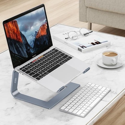 OMOTON Laptop Stand for Desk, Detachable Laptop Riser, Aluminum Laptop Holder, Compatible with MacBook Air/Pro, Dell, HP, and All Laptops (11-16 inch), CoolGrey