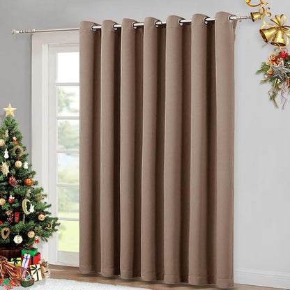 NICETOWN Wall Dividers for Rooms, Large Room Divider Curtain Screen Partition, Function Thermal Blackout Patio Door Curtain Panel, Sliding Door Insulated Curtain, Cappuccino, 12.5ft Wide x 8ft Long