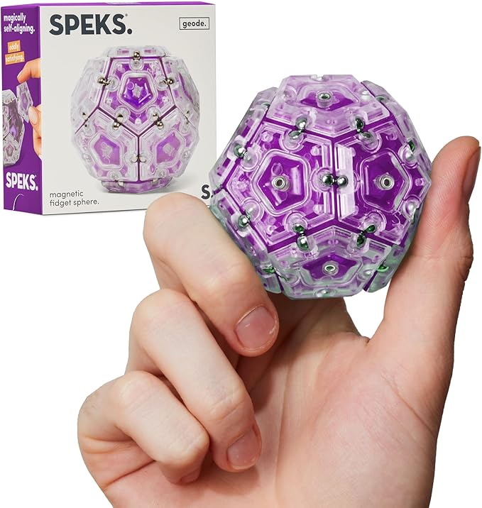 Speks Geode Sphere Magnetic Fidget Toy for Adults & Teens 14+ | Sensory Gadget for Stress Relief and Anxiety, Office Desk Toy Present, Christmas Gift, Holiday Stocking Stuffer | Quartz, 12-Piece Set