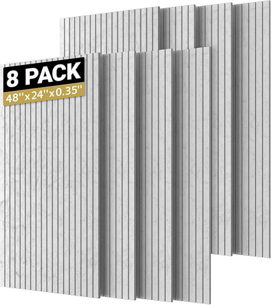 TONOR 8 Pack Large Acoustic Panels,48" X 24" X 0.35" Acoustical Wall Panel, Self-Adhesive Sound Proof Panels, Decorative Soundproof Wall Panels for Echo Absorption for Home Studio Office, Grey