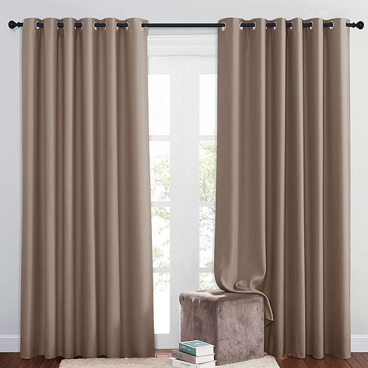 NICETOWN Insulated Blackout Curtains and Drapes - Energy Saving Thermal Insulated Solid Grommet Blackout Draperies for Sliding Glass Door/Patio (1 Pair, W80 x L84, Cappuccino)