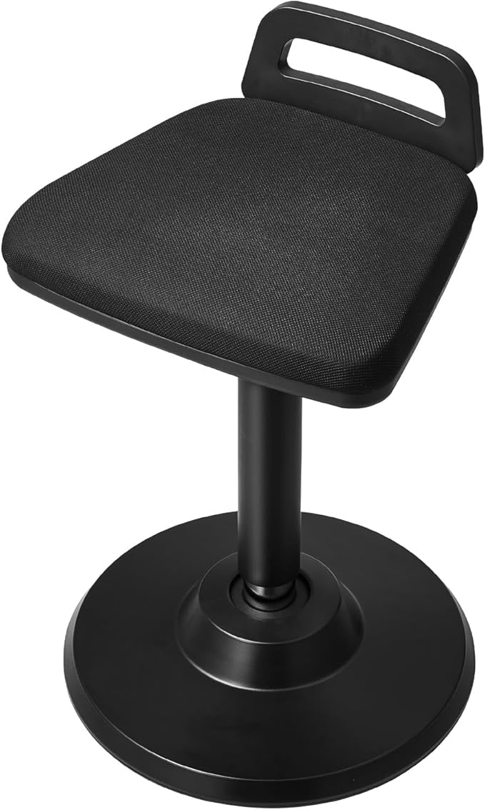 VEVOR Active Chair with Handle, Height-Adjustable (24.6-34.4") Wobble Chair Made of Elastic Fabric & 45 mm Foam, Ideal for Schools, Office and Home, 8° Tilt Angle, Age 12-18, Black