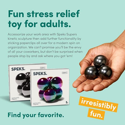 Speks Supers Magnetic Balls - Fidget Toy for Adults | Desk Toy for Office Decoration, Christmas Gift, Holiday Stocking Stuffer Present, Sensory Gadget for Stress Relief | Set of 6, Oil Slick