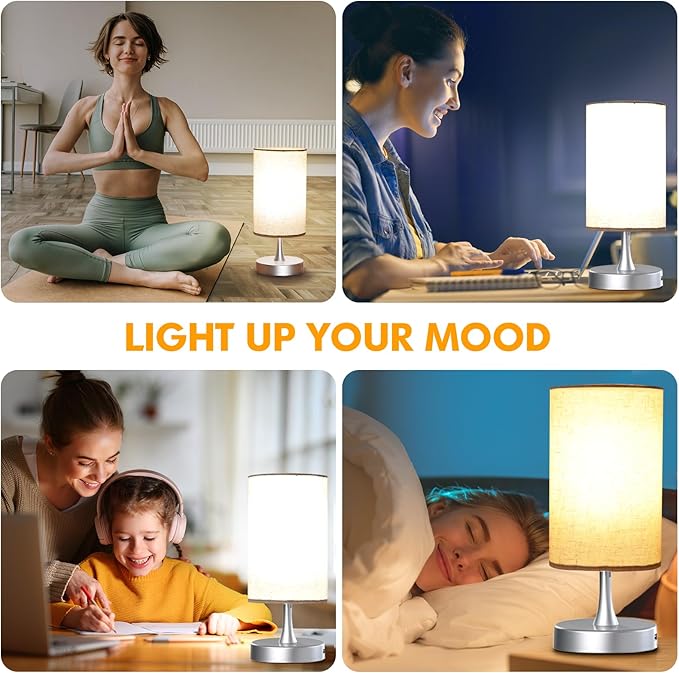 Light Therapy Lamp, 10000 Lux Light with Remote Control, 3 Color Temperature & 4 Brightness Level & Timer, Daylight Lamp for Home, Office, Decoration(Silver Base Linen Shade)