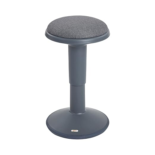 ECR4Kids Sitwell Wobble Stool with Cushion, Adjustable Height, Active Seating, Grey