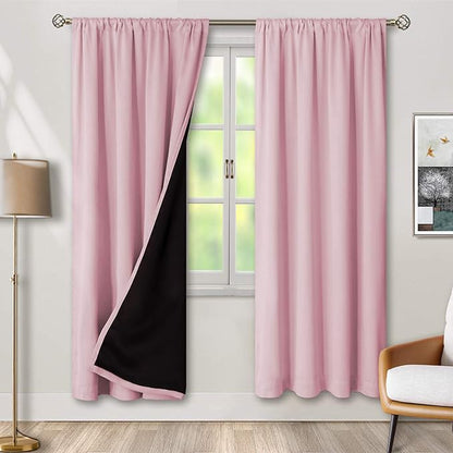 BGment Pink Blackout Curtains for Nursery 2 Panels Set, Kids Curtains Thermal Insulated and Noise Canceling Full Black Out Girls Baby Room 72 Inch Length, Each Room Darkening Curtains 42 Inch Wide