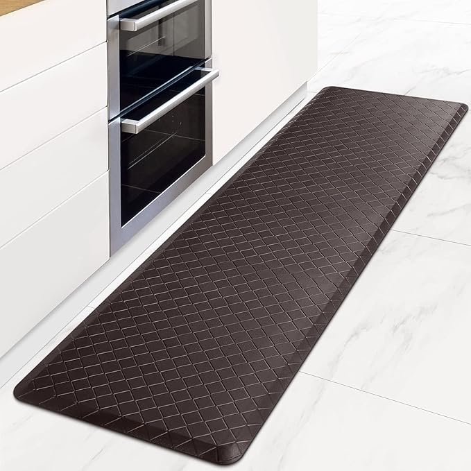 HappyTrends Kitchen Mat Cushioned Anti-Fatigue Floor Mat,17.3"x60",Thick Waterproof Non-Slip Kitchen Mats and Rugs Heavy Duty Ergonomic Comfort Rug for Kitchen,Floor,Office,Laundry,Chocolate