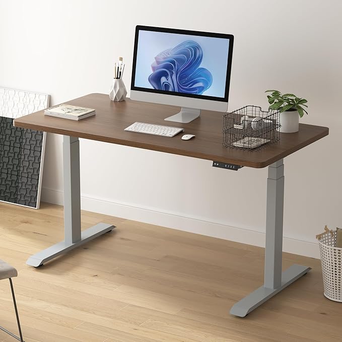 Fromann Dual Motor Electric Standing Desk Frame 3 Tier Legs Height Adjustable Handset with USB A+ C Ports Sit Stand up Desk Base for Home and Office (Grey)