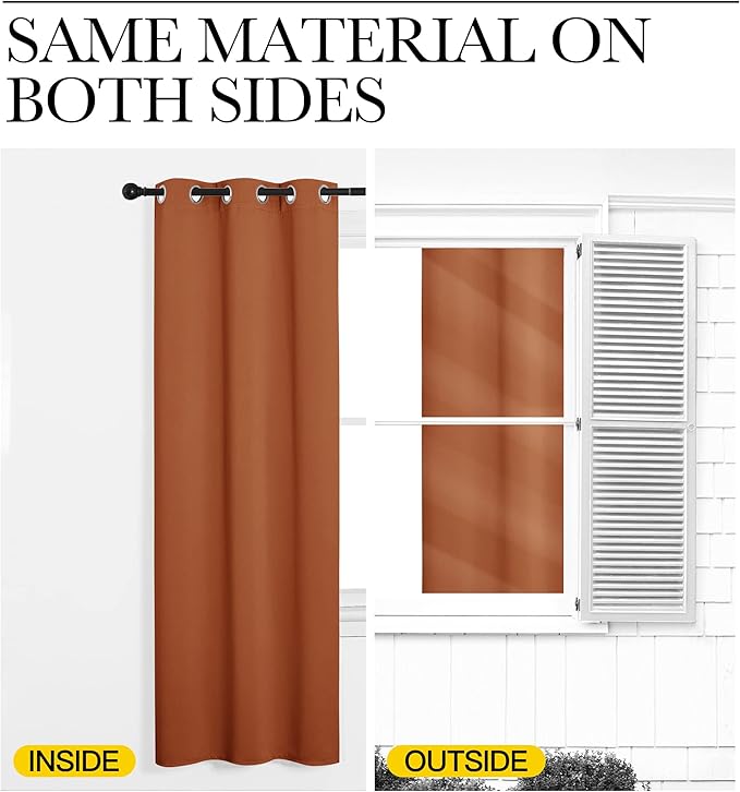 NICETOWN Halloween Burnt Orange Curtains for Sliding Glass Door, 84 inch Long, Grommet Single Curtain Panel, Sound Reducing Blackout Curtains for Bedroom/Doorway Living Cabin (8.3ft Wide by 7ft Long)