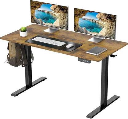 Veken Standing Desk, Electric Height Adjustable Sit Stand Table, Ergonomic Office Computer Desks for Workstation, Home, Study, Writing, Gaming, 47.2 Inch,Brown