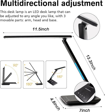 LAOPAO Desk Lamp with Wireless Charger: USB Charging Port, Table Lamp with Clock, Desk Lamps for Home Office College Dorm Room Essentials