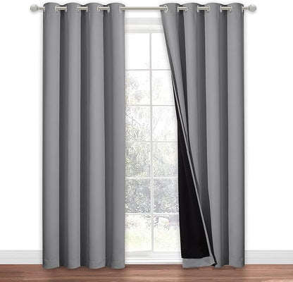 NICETOWN Full Shade Curtain Panel, Energy Smart & Noise Blocking Out Blackout Drape for Dining Room Window, Thermal Insulated Guest Room Lined Window Dressing(Silver Gray, 52 x 84 inch)