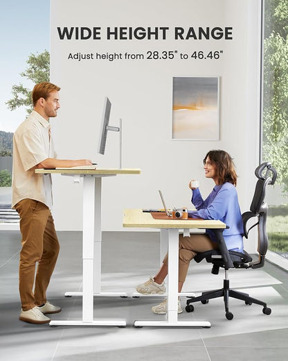 ErGear Electric Standing Desk, 44 x 24 Inches Height Adjustable Stand up Desk, Sit Stand Home Office Desk, with Two-Piece Desktop (Natural)