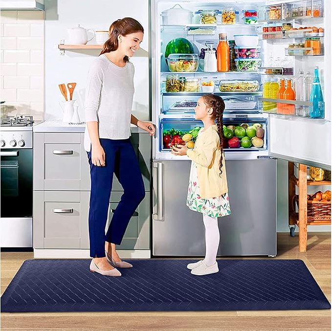 HappyTrends Kitchen Runner Rugs Anti-Fatigue mats - 4/5 Inch Thick Non Slip Waterproof Ergonomic Comfort Mat for Kitchen, Floor Home, Office, Sink, Laundry (17.3"x 60",Blue)