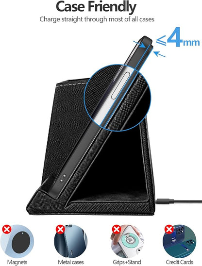 2-in-1 Pen Holder with Wireless Charger, Compatible with iPhone 16/15/14/13/12/11/8 Series, Pencil Holder Phone Stand for Desk Home Office, Men Gift Husband Wife Anniversary Dad Birthday Idea Gadget