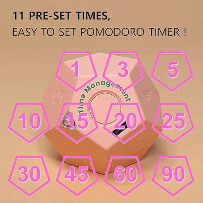 Cube Timer, Pomodoro Timer, Rechargeable Small Cute Timer, Timer for Kids and Classroom, Kitchen Timer for Cooking, Workout & Study Countdown Timer, Time Management Timer (Rose Pink)