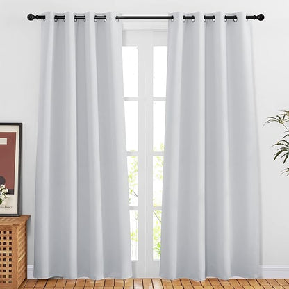 NICETOWN Room Darkening Privacy Doorway Curtains - Grommet Thermal Insulated Light Blocking Window Treatments for Bedroom/Living Room (W46 x L80, 2 Panels, Greyish White)