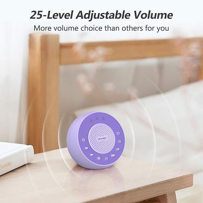 REACHER Sound Machine for Adult, Baby, 31 Non-looping Soothing Sounds, White/Brown/Pink Noise for Sleeping, 3 Auto-Off Timer, Loud Stereo Sound, 25-Level Volume, Memory Function, Travel(Purple)