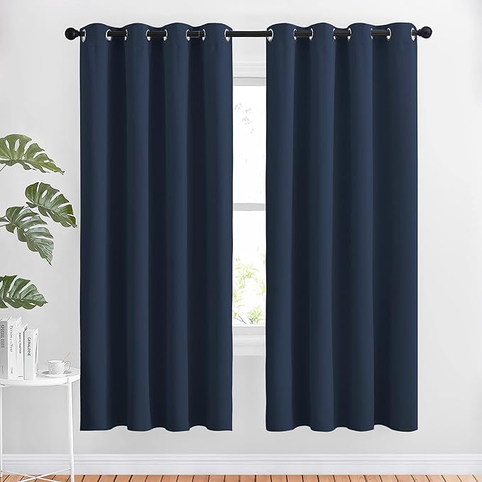 NICETOWN Blackout Curtain Panels 72 - Window Treatment Energy Saving Thermal Insulated Solid Grommet Blackout Drapes for Living Room (Navy, 1 Pair, 52 by 72-Inch)