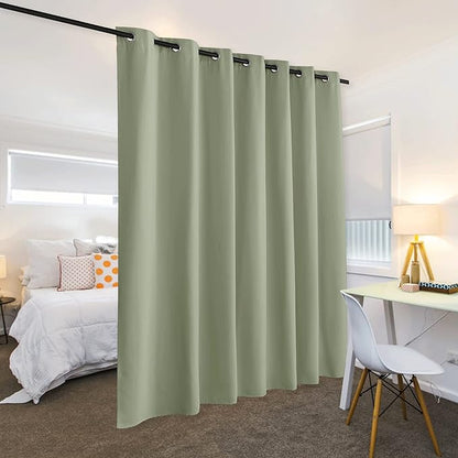 RYB HOME Blackout Curtains Soundproof Energy Saving Insulating Privacy Room Divider Curtains for Patio Sliding Glass Door Living Room Garage Home Theatre Large Window, W 150 x L 84 inches, Sage Green