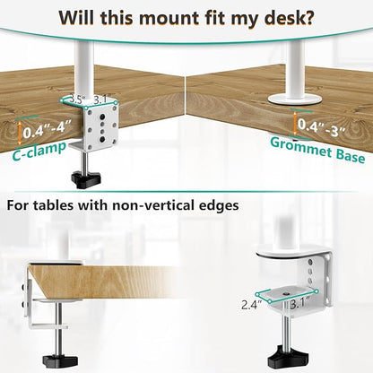 WALI Laptop Mount Arm for Desk, Laptop Tray, Fully Adjustable, up to 17 inch, 22lbs, with Vented Cooling Platform Stand (M00LP-W), White