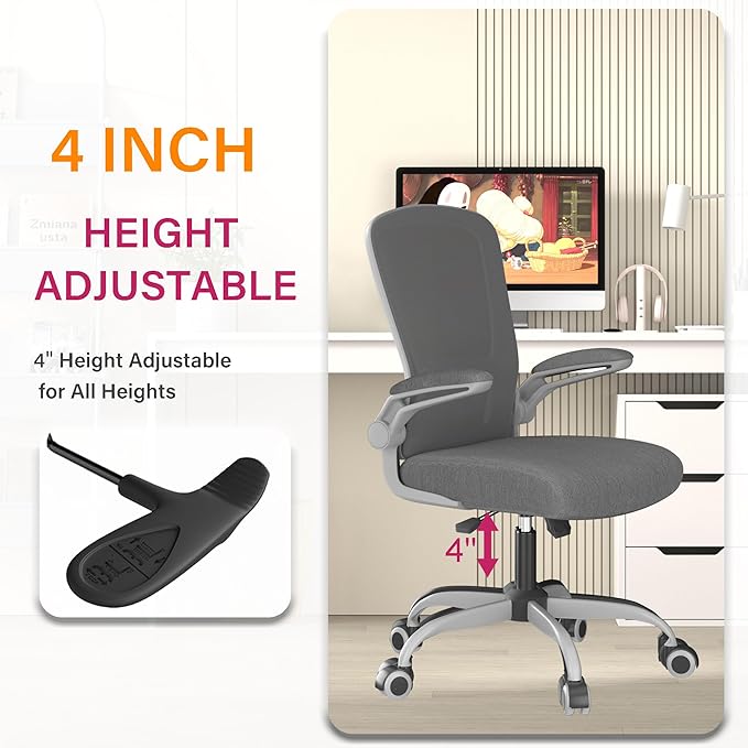 Office Chair, Ergonomic Desk Chair with Adjustable Lumbar Support, High Back Mesh Computer Chair with Flip-up Armrests-BIFMA Passed Task Chairs, Executive Chair for Home Office