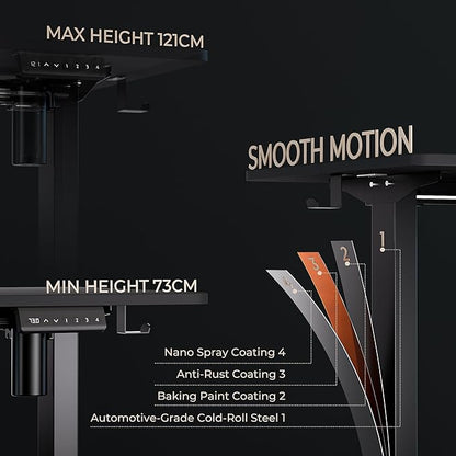 Electric Standing Desk - Adjustable Height with Memory Preset, 48 x 24 Inches Ergonomic Design Home Office Standing Desk