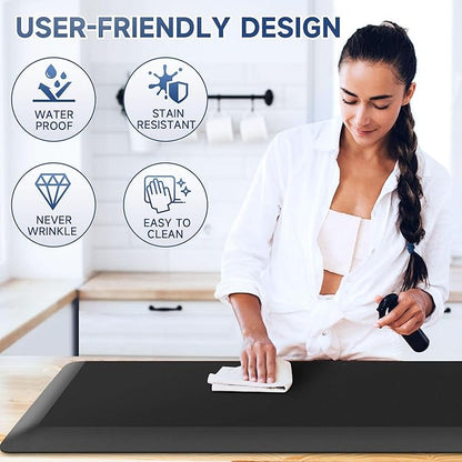 4/5 Inch Thick Kitchen Mat Anti Fatigue Mat Kitchen Rugs Kitchen Decor Non-Slip, Stain Resistant, Waterproof Kitchen Mats Desk Mat for Kitchen, Office, Workshop, Black, 17'' x 60''