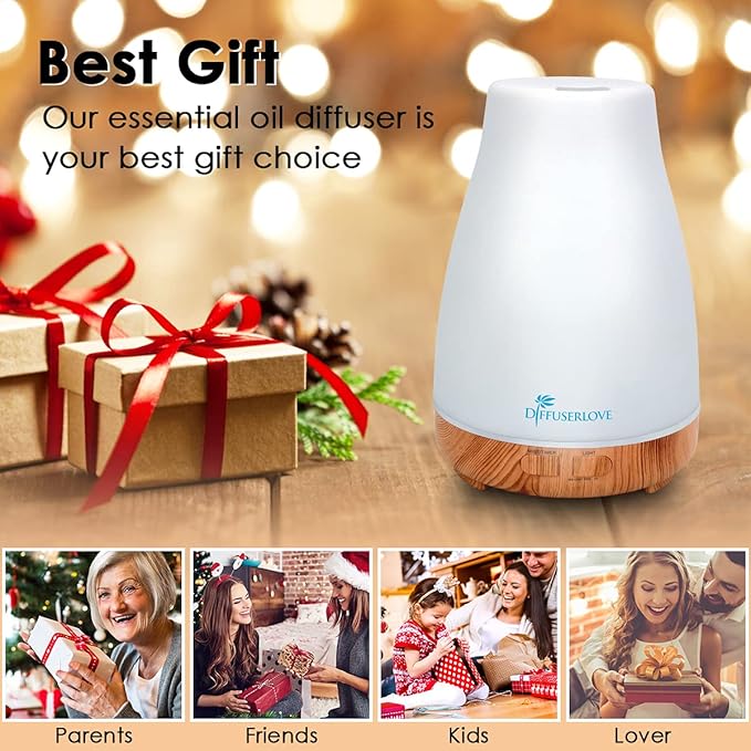 300ML Diffuser Essential Oil Diffuser Remote Control Aromatherapy Diffuser Mist Humidifiers with 7 Color LED Lights for Bedroom Office House Kitchen Yoga