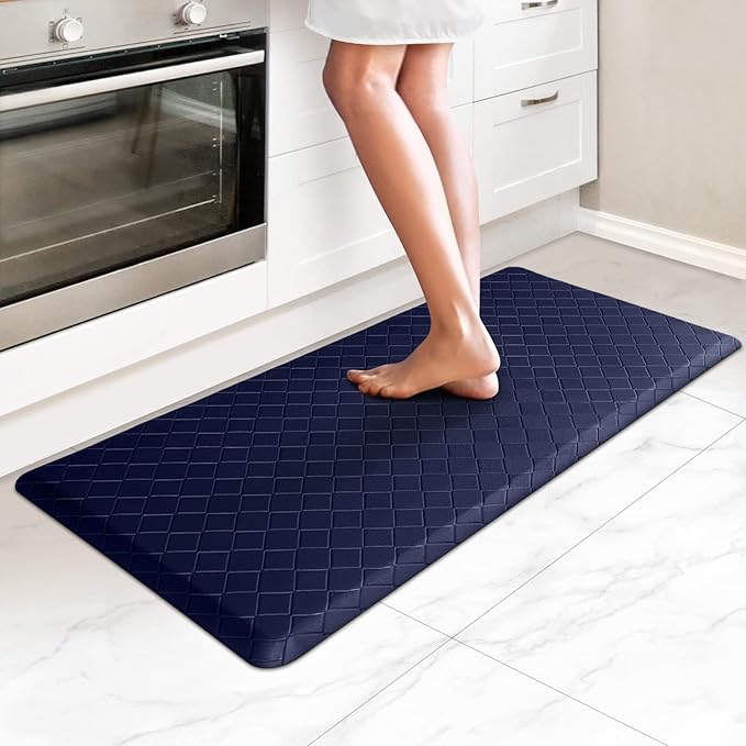 HappyTrends Kitchen Runner Rugs Anti-Fatigue mats,17.3"x 39",Non Slip Waterproof Ergonomic Comfort Mat for Kitchen, Floor Home, Office, Sink, Laundry,Blue