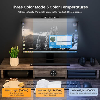 Monitor Light Bar with Remote Control, USB Computer Monitor Lamp, Eye-Care Screen Light Bar, Adjustable Color Temperature, Stepless Dimming, No Screen Glare Desk lamp Home Office Game