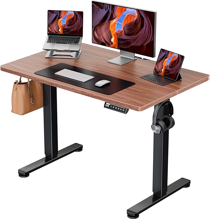 ErGear Height Adjustable Electric Standing Desk, 40 x 24 Inches Sit Stand up Desk, Memory Computer Home Office Desk (Espresso)