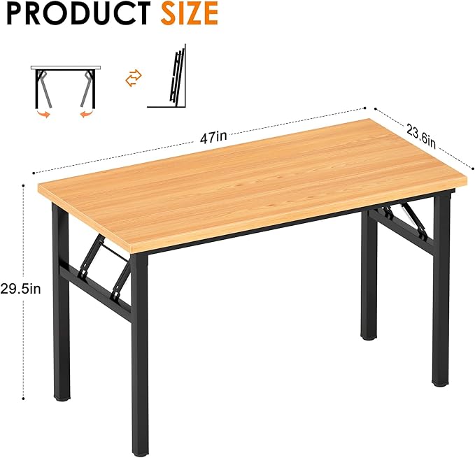 Need Office Computer Desk - 47.2L Sturdy and Heavy Duty Folding Laptop Table,Writing Table/Home Office Desk/Sewing Table,No Assembly Required (Teak Color) AC5BB12060