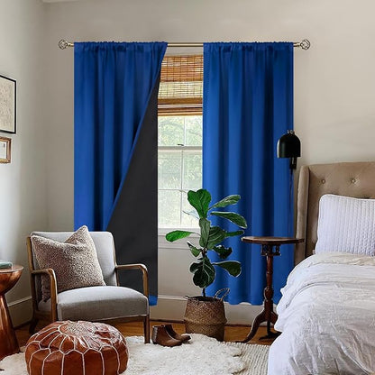 BGment 100% Blackout Curtains for Bedroom 84 Inch Length, Rod Pocket with Thermal Insulated Liner Full Room Darkening Curtains for Living Room, Each Window Curtains 2 Panels, 42 x 84 Inch, Royal Blue