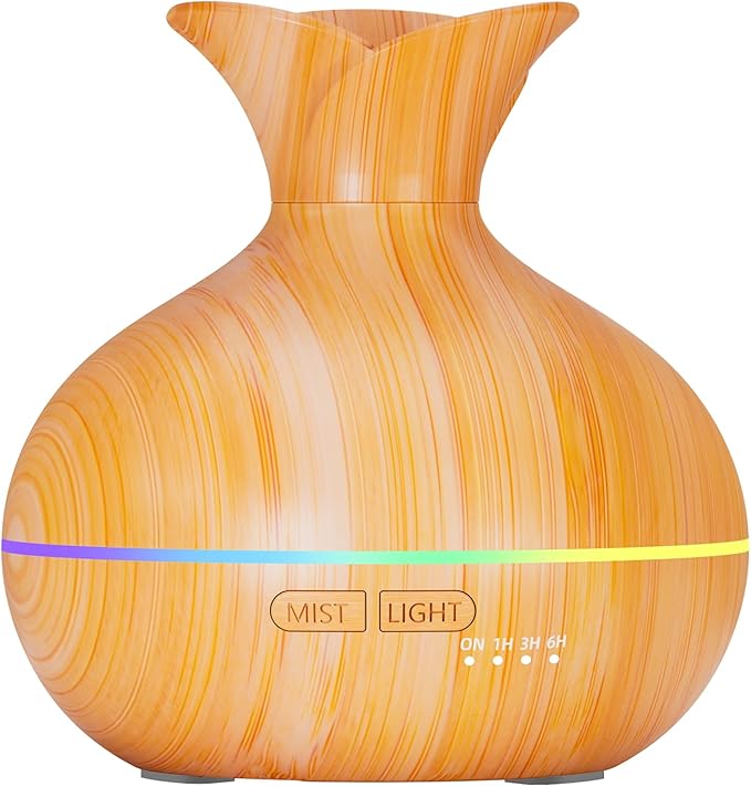 300ML Essential Oil Diffusers for Home, Portable Small Aromatherapy Diffuser, Ultrasonic Diffusers for Essential Oils, Auto Shut-Off 4 Timers 15 LED Colors for Office Home