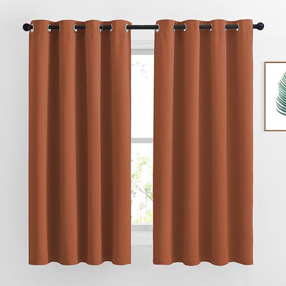 NICETOWN Room Darkening Curtains for Bedroom - Grommet Top Thermal Insulated Light Reducing Energy Saving Privacy Drapes for Nursery, Burnt Orange, 1 Pair, W52 x L63