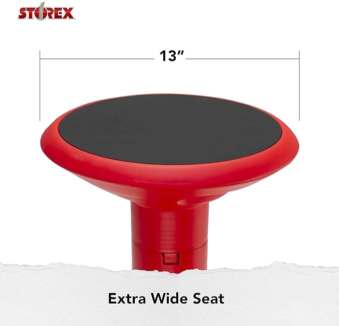 Storex Active Tilt Stool – Ergonomic Seating for Flexible Office Space and Standing Desks, Adjustable 12-24 Inch Height, Red (00324U01C)