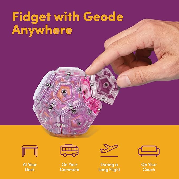 Speks Geode Sphere Magnetic Fidget Toy for Adults & Teens 14+ | Sensory Gadget for Stress Relief and Anxiety, Office Desk Toy Present, Christmas Gift, Holiday Stocking Stuffer | Warm, 12-Piece Set